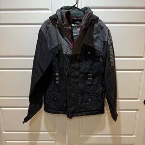 686 Snowboarding Jacket‎ Hooded Full Zip Pockets Black Gray Outdoors Size M